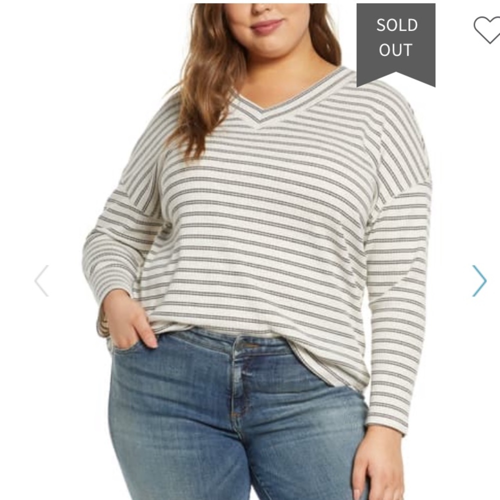 NWT Sanctuary Striped v neck top/ Size 1x